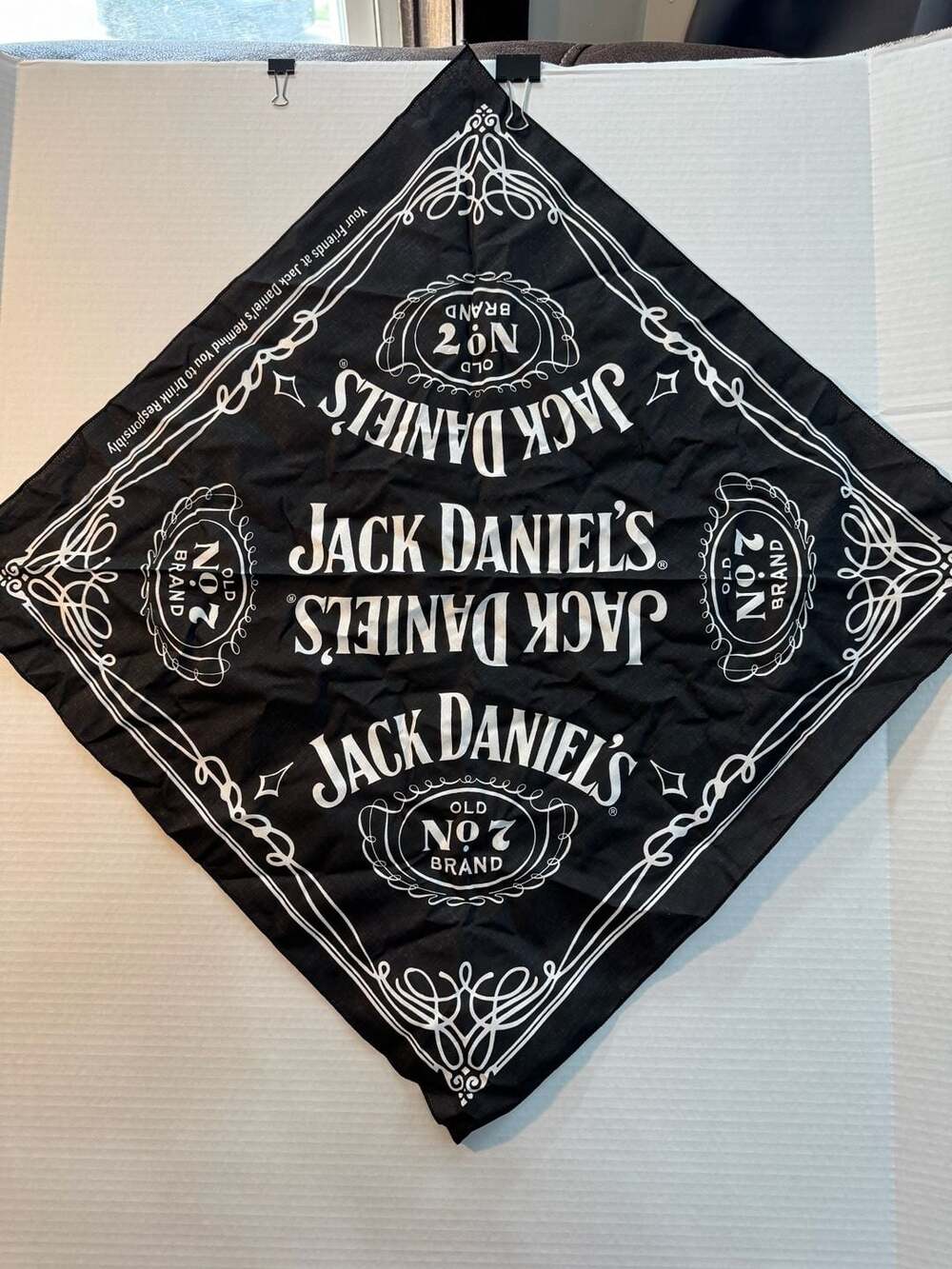 Jack Daniel's Old No. 7 Brand Black and White Bandana Scarf
